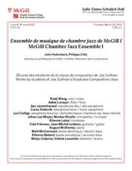 McGill Chamber Jazz Ensemble I, 30 March 2023