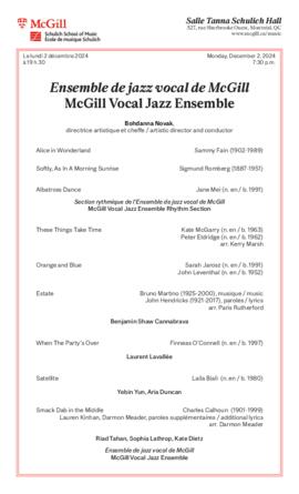 McGill Vocal Jazz Ensemble, 2 December 2024