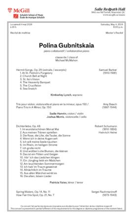 Polina Gubnitskaia, collaborative piano