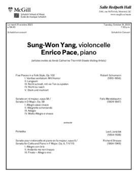 Sung-Won Yang, Violoncelle & Enrico Pace, piano