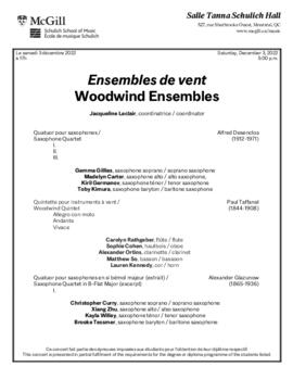Woodwind Ensembles, 3 December 2022