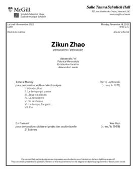 Zikun Zhao, percussion