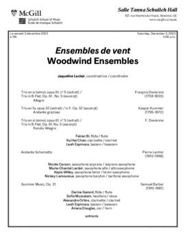 Woodwind Ensembles, 2 December 2023
