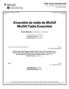 McGill Tabla Ensemble, 4 December 2022