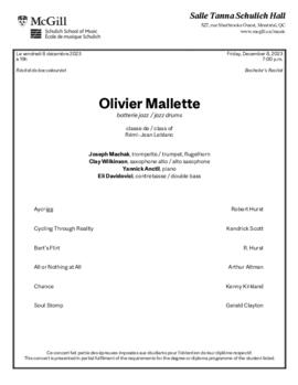 Olivier Mallette, jazz drums