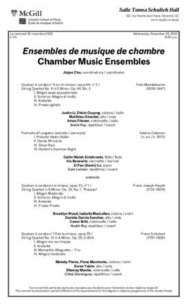 Chamber Music Ensembles, 30 November 2022