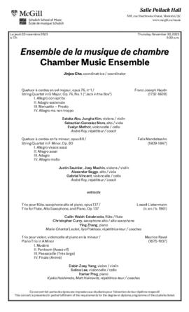 Chamber Music Ensemble, 30 November 2023