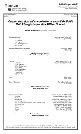 McGill Song Interpretation II Class Concert, 6 April 2023