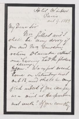 Letter, 9 October 1883