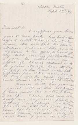 Letter, 1 September 1898