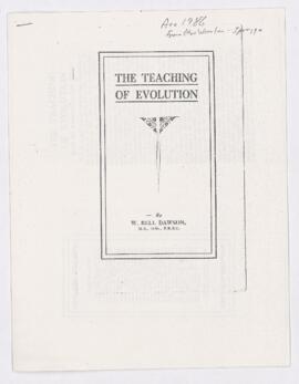 Lecture, The Teaching of Evolution, August 1986