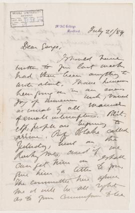 Letter, 21 July 1884