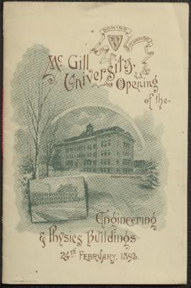 McGill University Opening of the Engineering & Physics buildings, 24th February, 1893