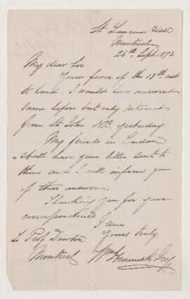 Letter, 26 September 1872