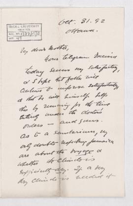 Letter, 31 October 1892