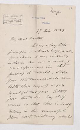 Letter, 17 February 1884