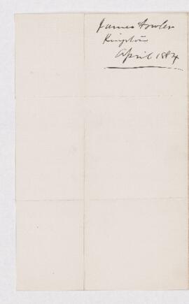 Letter from James Fowler to B.J. Harrington, written from Kingston.