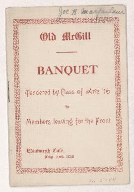 Old McGill Banquet program