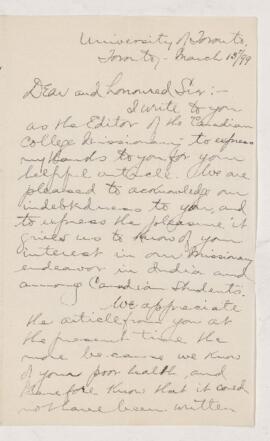 Letter, 30 March 1899