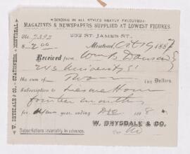 Receipt, 9 October 1887