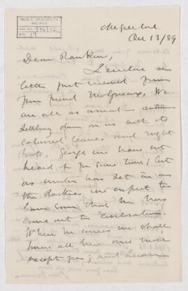 Letter, 13 October 1889