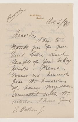 Letter, 6 October 1890