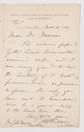 Letter, 2 November 1882