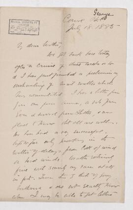 Letter, 18 July 1885