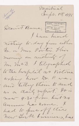 Letter, 1 September 1898