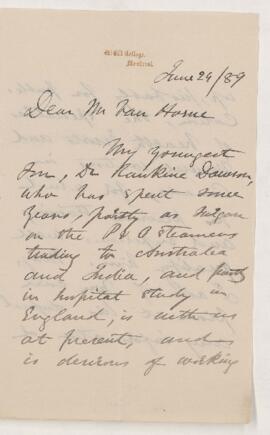 Letter, 29 June 1889