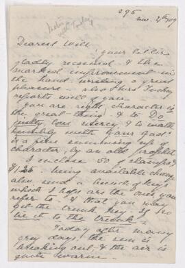 Letter, 4 November 1909