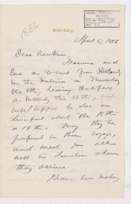 Letter, 5 April 1886