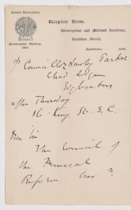 Letter, September 1886