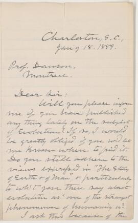 Letter, 18 January 1889