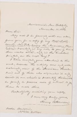 Letter, 11 November 1886