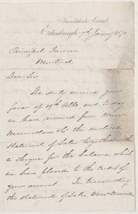 Letter, 7 January 1871