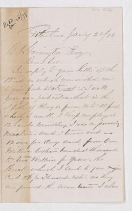 Letter from Mark Curtis to B.J. Harrington, written from Peterburn.