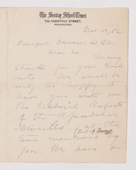 Letter, 10 November 1882