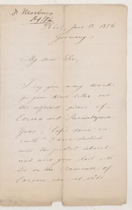 Letter, 18 June 1876