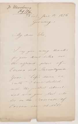 Letter, 18 June 1876