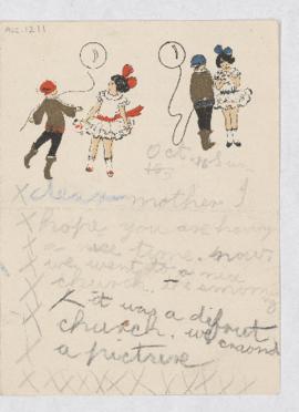 Child's letter with coloured image, 16 October