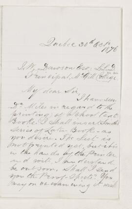 Letter, 30 October 1876