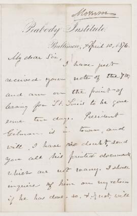 Letter, 10 April 1876