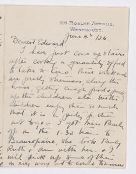 Letter, 4 June 1926