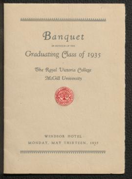 Programme for banquet honouring graduating class of 1935