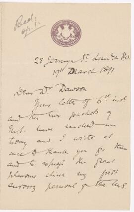 Letter, 19 March 1891