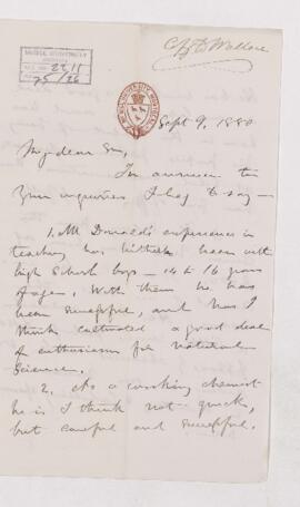 Letter, 9 September 1880