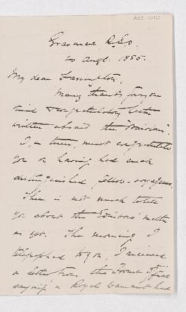 Letter from G.F. Armstrong to B.J. Harrington, written from Grasmere.