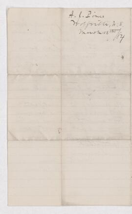 Letter from A.J. Pineo to B.J. Harrington, written from Wolfville, N.S.