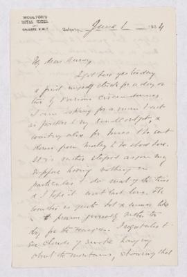 Letter, 1 June 1884